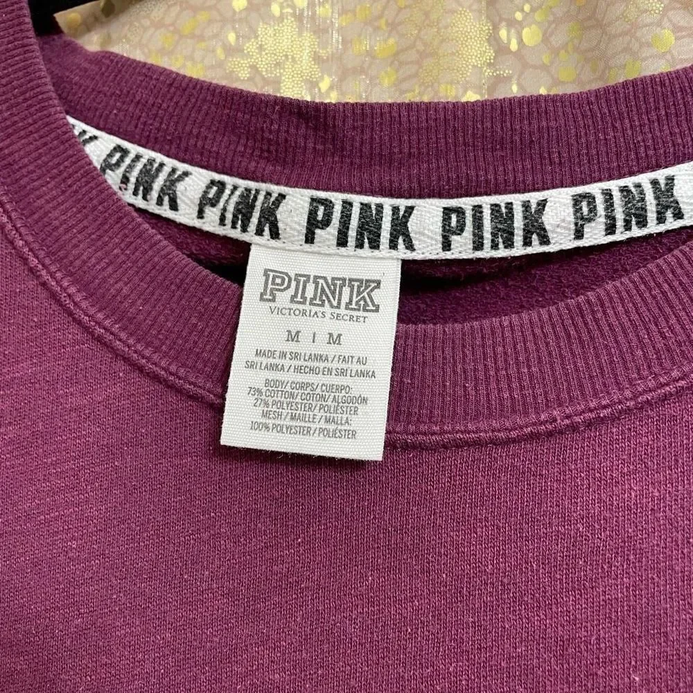 PINK Victorias Secret maroon block logo crewneck sweater, size M